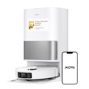 Mova P10 Pro Ultra Robot Vacuum and Mop 13.000Pa Suction. 140°F Hot Water Auto Mop Washing & Drying. Dual Spinning Extenable Mop.10.5mm Lifting for Carpet. 360°Obstacle Avoidance. App Control
