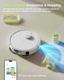 V5 Robot Vacuum and Mop. Self-Emptying Robotic Vacuum Cleaner. 8500Pa Suction. Pet Hair Tangle Cutter. Laser Navigation. Cat Laser. Carpet Detection. Ideal for Hard Floor. Tile. and Carpet
