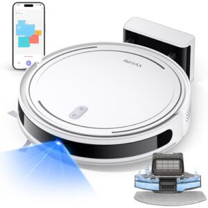 Vyzzle Robot Vacuum. 5000Pa Robot Vacuum and Mop. Smart Navigation. Ultra Slim Robot Vacuum Cleaner Self-Charging. Wi-Fi/App/Alexa Control. Ideal for Pet Hair. Hard Floor. Carpet