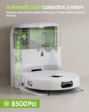 V5 Robot Vacuum and Mop. Self-Emptying Robotic Vacuum Cleaner. 8500Pa Suction. Pet Hair Tangle Cutter. Laser Navigation. Cat Laser. Carpet Detection. Ideal for Hard Floor. Tile. and Carpet