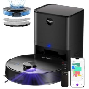 MONSGA Robot Vacuum and Mop Combo. 5000Pa Robotic Vacuum with 3.5L Self Emptying Station. Lidar Navigation Robot Vacuum Cleaner. 180mins Runtime. APP/Remote/Voice Control. for Hard Floors and Carpets