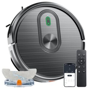 Robot Vacuum and Mop Combo. 2 in 1 Vacuuming & Mopping Robot with Schedule. App/Bluetooth/Voice. 3200Pa Max Suction. Self-Charging Robot Vacuum Cleaner. Slim. Ideal for Pet Hair. Hard Floor. Carpet
